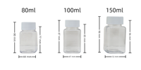 Bouteille en plastique PET transparente carrée de 80 ml, 100 ml, 150 ml, 200 ml, 300 ml