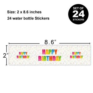 Étiquettes autocollantes imperméables personnalisées pour bouteilles d'eau de fête d'<span class=keywords><strong>anniversaire</strong></span>, 24 pièces, 8,6''x2'', vente en gros, directement de l'usine - Product Image 2
