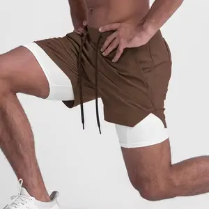 Tarn-Laufshorts Herren 2-In-1 Doppeldeck schnell trocknende Sportshorts