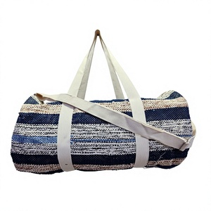 Handmade Textile <b>Weekender</b> Duffel <b>Bag</b> Multi Color Stripe Pattern Large Capacity Zipper Closure <b>Travel</b> Shoulder Strap <b>travel</b> <b>bag</b> - Product Image 4