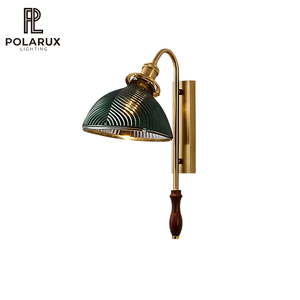 Lámpara de Pared Estilo Nórdico Francés Retro para Dormitorio, Sala de Estar, Pasillo, Restaurante, de Metal, Vidrio y Madera, LED de Alta Calidad, Modelo Alaric - Product Image 1