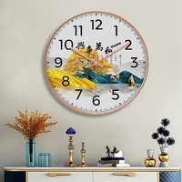 Reloj de Pared de Cuarzo Silencioso de Lujo Ligero, sin Perforaciones, Estilo Artístico para Sala de Estar