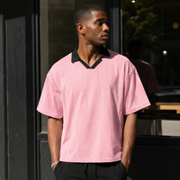 T-shirt rose, prix d'usine, logo personnalisé, col en V, vêtements pour hommes, unisexe, maillot de football, streetwear, t-shirts vierges