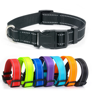 Custom <strong>Dog</strong> <strong>Collar</strong> Reflective Faux Nylon <strong>Collar</strong> Basic Solid Color Night <strong>Collar</strong> Pet Luxury - Product Image 1