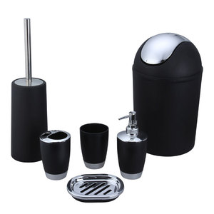 Wholesale european style modern plastic 6 piece set hotel home bathroom accessories supplies product set