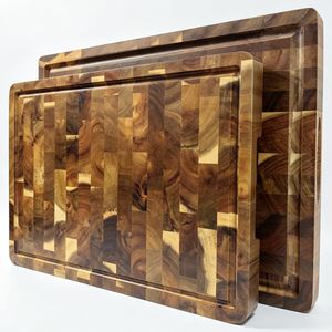 Planche à découper en bois d'acacia à grain transversal, rectangulaire, en bloc de boucher, personnalisable, pour cuisine, vente en gros - Product Image 1
