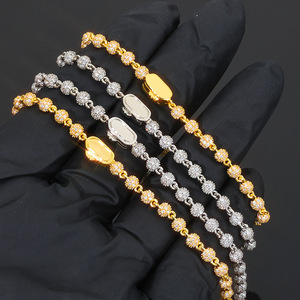 Factory Stock Fine Jewelry 925 Sterling <b>Silver</b> 4mm Link Fine Luxury Ball Moissanite Women <b>Men</b> Hip Hop Chain Link Bracelets - Product Image 4