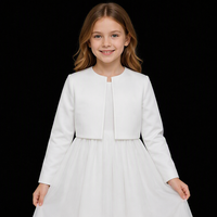D1378 Veste de mariage unie à col rond et manches longues, châle pour robe de mariée pour enfants