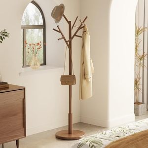 Appendiabiti in legno massello da 12 ganci in noce finitura Freestanding <span class=keywords><strong>albero</strong></span> 3 altezze regolabili per cappello borse da parete - Product Image 5