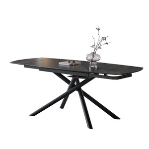 Thiêu kết đá đầu kim loại chân Bắc Âu hiện đại hiện đại tùy chỉnh phong cách thời gian mở rộng mở rộng bàn ăn - Product Image 5