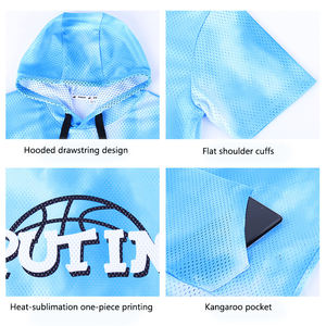 Sweat à capuche surdimensionné pour sports de plein air d'été personnalisé impression de basket-ball à séchage rapide 100% maille de polyester avec technique brodée - Product Image 3