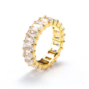 Moda nueva banda de acero inoxidable oro apilable eternidad promesa anillo colorido Zirconia cúbica anillo para parejas - Product Image 5