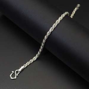 小さな男性と女性のツイストロープブレスレットシルバーハンマーハンドリスト925 - Product Image 3