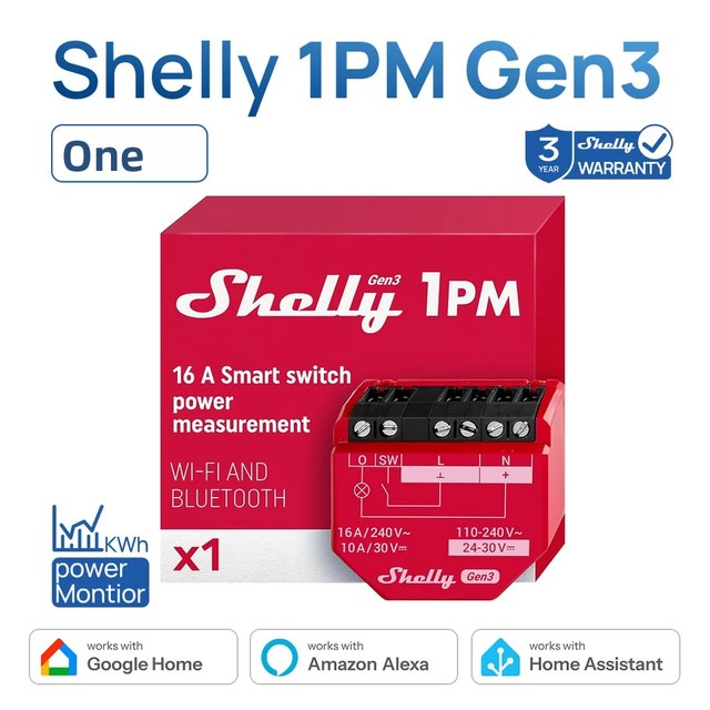 For 1PM Gen3 Matter Smart Switch Wi-Fi for 16A Power Metering Free Cloud Data Energy Optimization Analysis Home