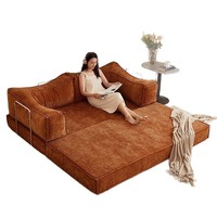 Sofá Cama Modular de Tela, Plegable, de Doble Uso, con Relleno de Esponja, Diseño Moderno Vintage para Sala de Estar de Apartamentos Pequeños