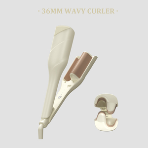 Fer à boucler électrique breveté 1,5 pouce à anions, double tension, pour ondulations et boucles, usage domestique, style 'egg roll', avec manuel d'utilisation en français - Product Image 1