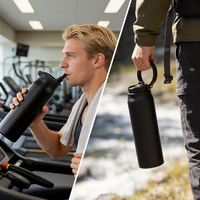 Bouteille d'eau en acier inoxydable 32 oz avec logo personnalisé, double paroi, isolée sous vide, thermos, sans BPA, anti-fuite, pour le sport et les voyages, OEM