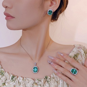 Fashion Eco-friendly Copper Wholesale Jewelry <b>Set</b> 12*16-10*12mm Paraiba Green Cubic Zirconia Bird Nest Trendy Bulk Sale <b>Set</b> - Product Image 6
