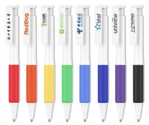 도매 2021 새로운 사용자 정의 화이트 블랙 잉크 볼펜 독일 잉크 컬러 고무 그립 플라스틱 로고 저렴한 - Product Image 1