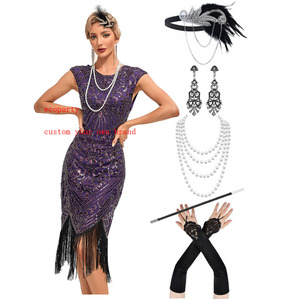 Abito con Flapper anni 1920 <span class=keywords><strong>taglie</strong></span> <span class=keywords><strong>forti</strong></span> stile Vintage grande Gatsby con paillettes 20 anni vestito da festa da <span class=keywords><strong>donna</strong></span> Costume a rete - Product Image 2
