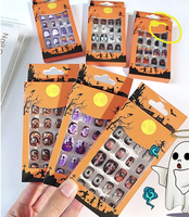 Halloween Citrouille Démon Mode Press-On Nails 24Pcs ABS Faux Ongles pour Doigts Design Élégant