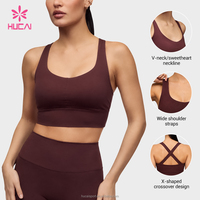 Soutien-gorge de sport push-up personnalisé en nylon, dos ouvert, bretelles croisées, maintien élevé, haut de yoga pour femme, soutien-gorge de sport long pour le yoga