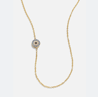Vente chaude à la mode plaqué or argent bleu mauvais yeux 3mm zircon cubique collier de Tennis bijoux pour femmes