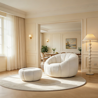Fauteuil individuel rond moderne en mousse, blanc, style Teddy, pour salon ou hôtel, idéal pour la détente