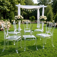 Chaise Fantôme en Acrylique Transparent au Design Moderne, Vente en Gros Usine, Chaise de Mariage Pliable et Empilable, Chaises Chiavari en Cristal Transparent