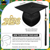 Toge et étole de graduation mats pour adultes, robe et toque de graduation avec pompon et breloque Année 2026
