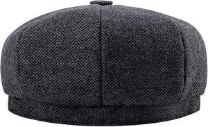 Boina Elegante y Cómoda Estilo Inglés, Gorra Plana de Lana de Alta Calidad, Gorra de Hombre de Negocios, Gorro de Tweed con Espiga - Product Image 4