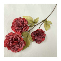 Bunga sutra tangkai tunggal plastik seri tema merah bunga simulasi dekorasi pernikahan bahan bunga peony mawar anggrek hydrangea