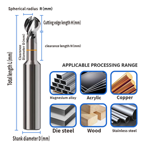 Coated tungsten steel lollipop milling cutter <strong>for</strong> Aluminum 3 flute ball <strong>end</strong> <strong>mill</strong> - Product Image 5