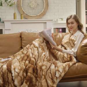 Cast بطانية كهربائية رمي وسادة فرو الأرنب الناعمة شال الركبة الدافئ للمنزل الشتاء - Product Image 3