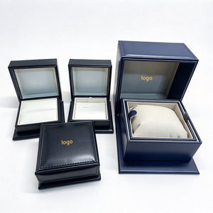 Navy Blue Leatherette <b>Rectangular</b> <b>Watch</b> Box with Faux Leather Lining Protective Case - Product Image 6