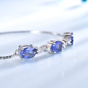 Pulseras de Plata de Ley 925, brazaletes para <span class=keywords><strong>mujer</strong></span>, pulsera de <span class=keywords><strong>tenis</strong></span> ajustable de <span class=keywords><strong>nano</strong></span> tanzanita, regalo de joyería de Navidad - Product Image 5