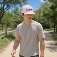 Casquettes de camping 5 panneaux en sergé de coton rose pastel crème, non structurées, avec œillets métalliques, pour l'extérieur et le skate