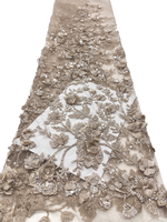 NI.AI 2026 Tissu en dentelle française en tulle brodé de perles et de sequins écologiques, tissu de luxe africain en dentelle à sequins lourds pour robe