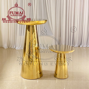 Luxurious <b>Round</b> Gold Stainless Steel <b>Outdoor</b> Bar Height <b>Table</b> - Product Image 6