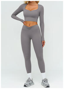 ชุดออกกำลังกายสำหรับผู้หญิง 6 ชิ้น เสื้อชั้นในกีฬาแบบปรับได้รุ่นใหม่ล่าสุด พร้อมกางเกงโยคะ ระบายอากาศได้ดี สีพื้น - Product Image 2