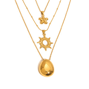 Collier élégant de style européen et américain en acier inoxydable plaqué or 18 carats, bijou simple haut de gamme en titane inaltérable, luxe léger - Product Image 1