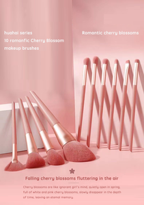 Juego de 10 Brochas de Maquillaje Personalizadas con Diseño de Flor de Cerezo, Pelo Sintético, Virola de Aluminio, para Mujer - Product Image 3