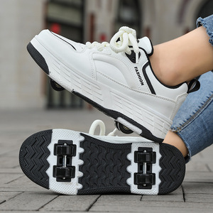 Zapatillas de plataforma blancas para mujer, con cordones, punta redonda, parte superior sintética, suela de goma, que aumentan la altura, para todas las estaciones, estilo chunky. - Product Image 3
