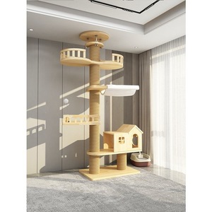 Personalizzabile grande torre del gatto sostenibile soffitto in legno albero casa Sisal graffio parete interna gioco di pino estratto gatti casa - Product Image 3