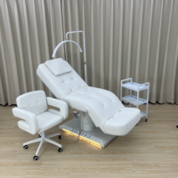 Table de massage électrique blanche de luxe, lit à 3 moteurs, lit pour cils, réglable, traitement cosmétique, lit de beauté médicale, ensemble