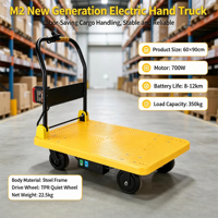 Chariot à plateau électrique pour entrepôt, chariot de logistique à économie d'effort avec poignée pliable