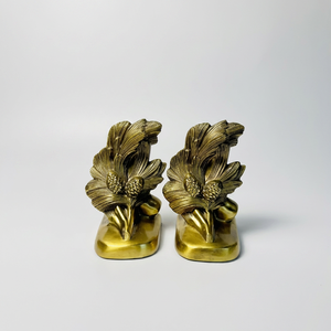 AK Brass Handmade Floral Design Metal <b>Bookends</b> Set of 2 Brass Finish Decorative Book Ends for Living Room, Office & Shelf Decor - Product Image 4