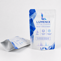 Sachet Doypack Blanc Mat Personnalisé avec Fenêtre Transparente, Qualité Alimentaire, Stratifié, Refermable à Fermeture Éclair pour Poudre de Peptide (Recherche)