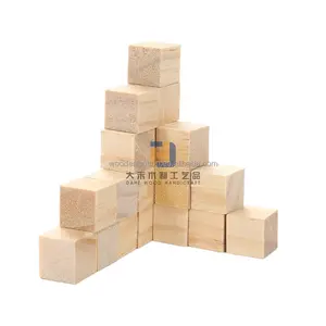 Unfinished Natural Wooden Slices Pieces Blocks Handmade Wood Painting Cubes Craft Rings Crafts Kits and Arts for kids Diy