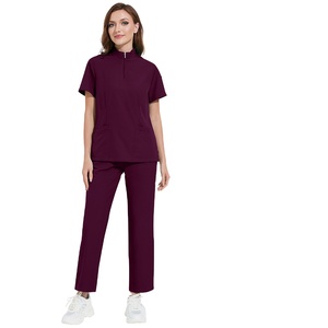 42108 Custom Nurse Scrubs Zipper Collar Unisex Twill Fabric Hospital Workwear Overalls Medical Uniform - Product Image 1